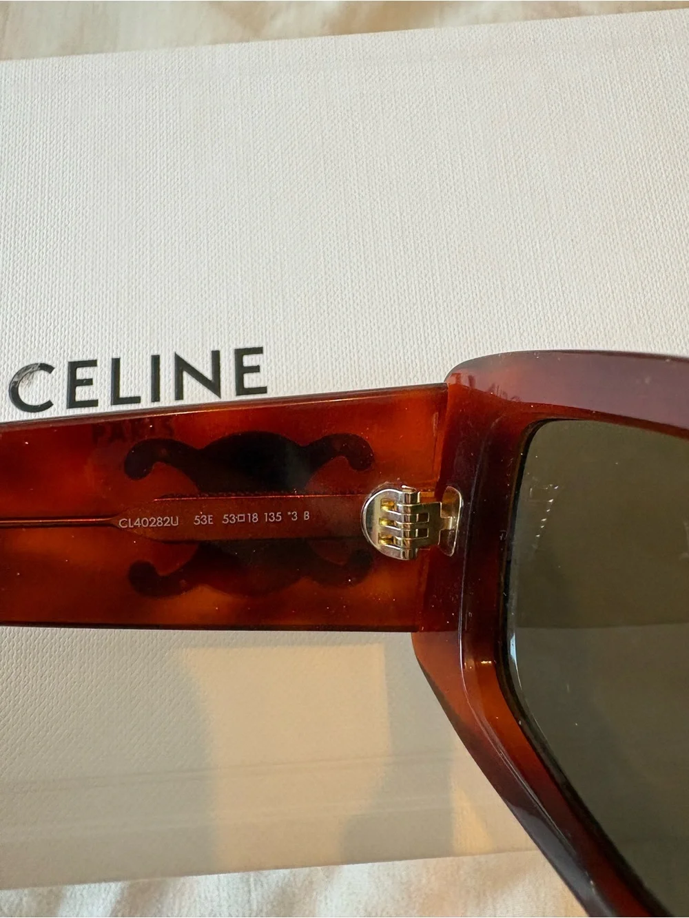 Celine Brown Leather Triomphe Sunglasses with Matching Case